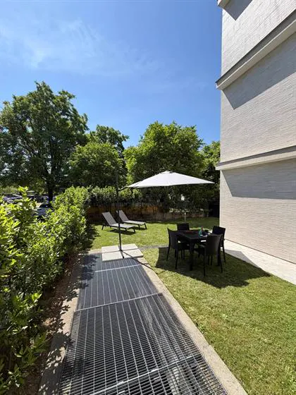 Outdoor dining table in the garden
